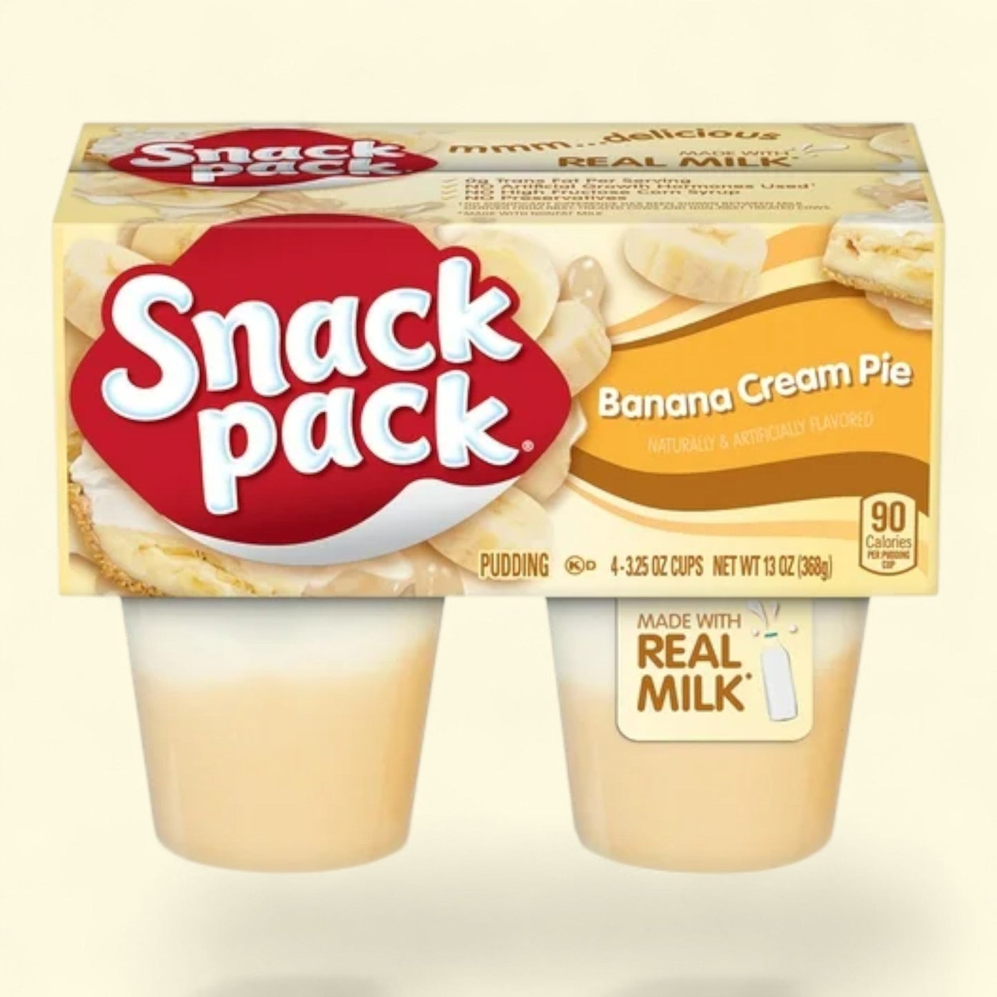 Snack Pack Banana Cream Pie Pudding, 3.25 oz, 4 Count