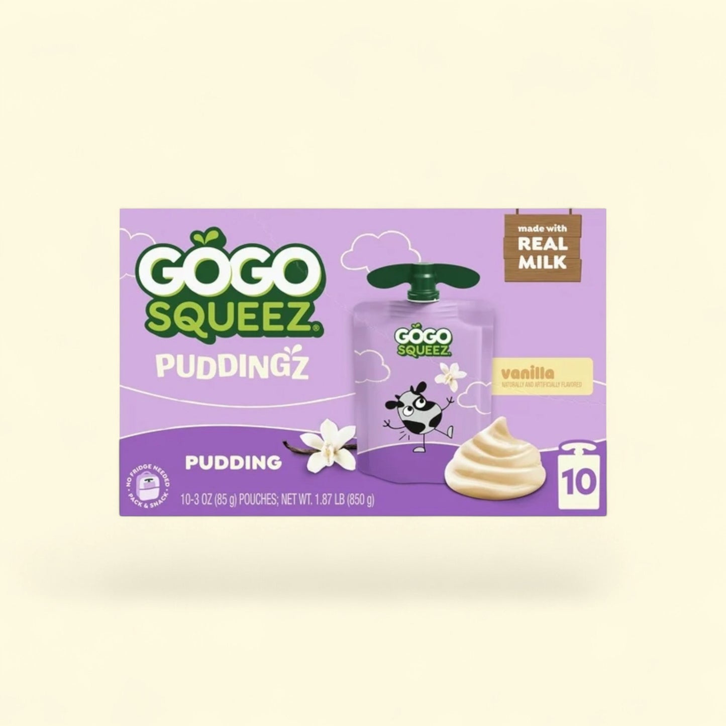 GoGo squeeZ PuddingZ Vanilla, 3 oz (10 Pack) — authentic US product shipped worldwide by Treatspree
