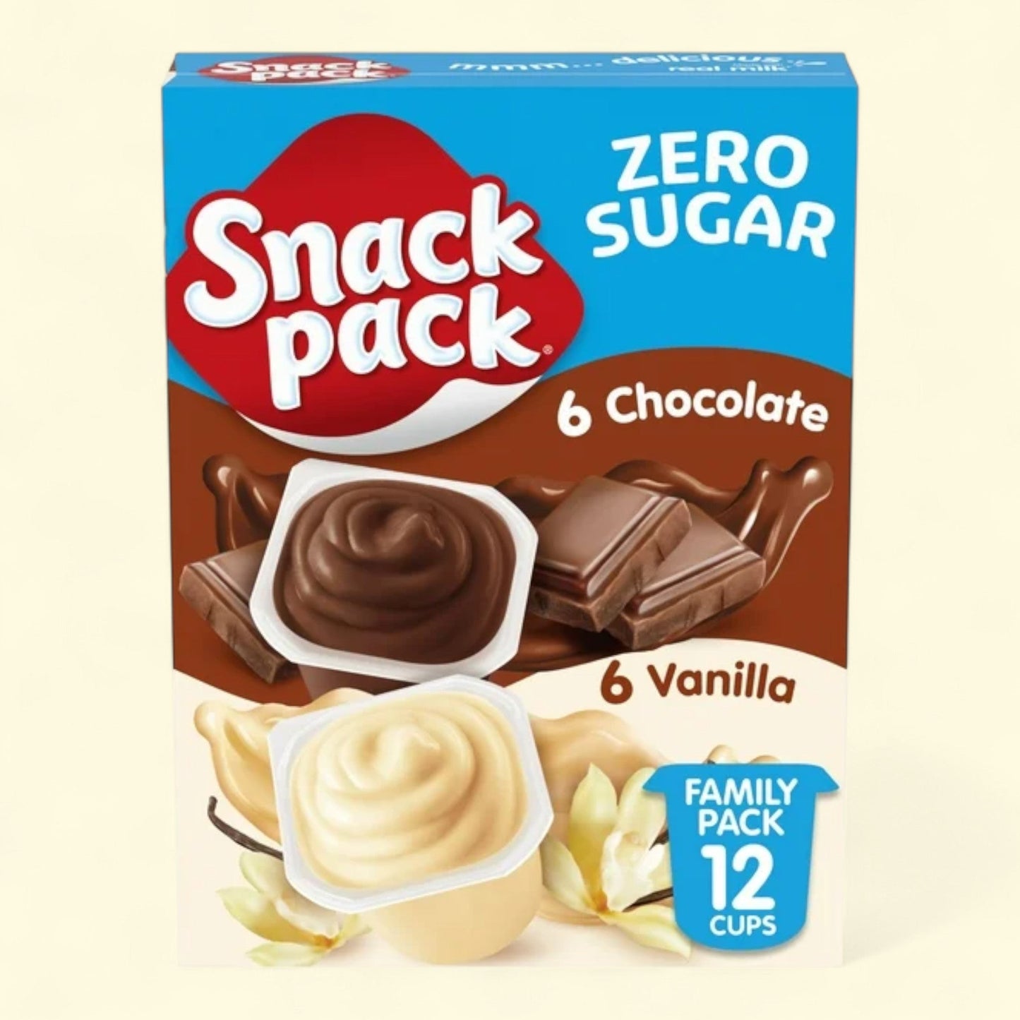 Snack Pack Chocolate and Vanilla Pudding, 3.25 oz Pudding Cups, 12 Count