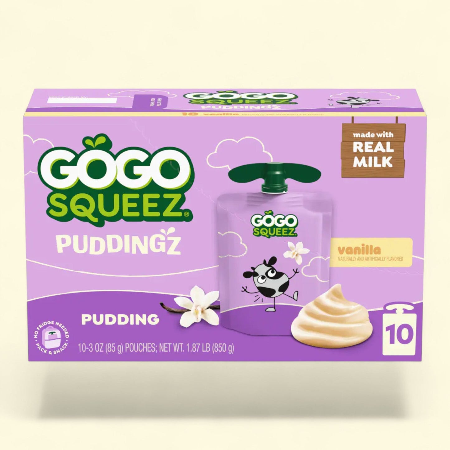 GoGo Squeez Puddingz, Vanilla, 3.2 oz
