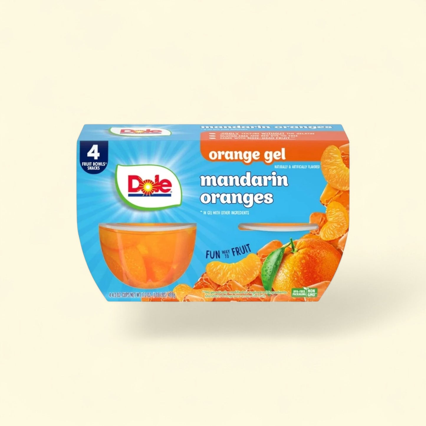 Dole Fruit Bowls Mandarin Oranges, 4.3 oz Cups (4 Pack) — authentic US product shipped worldwide by Treatspree