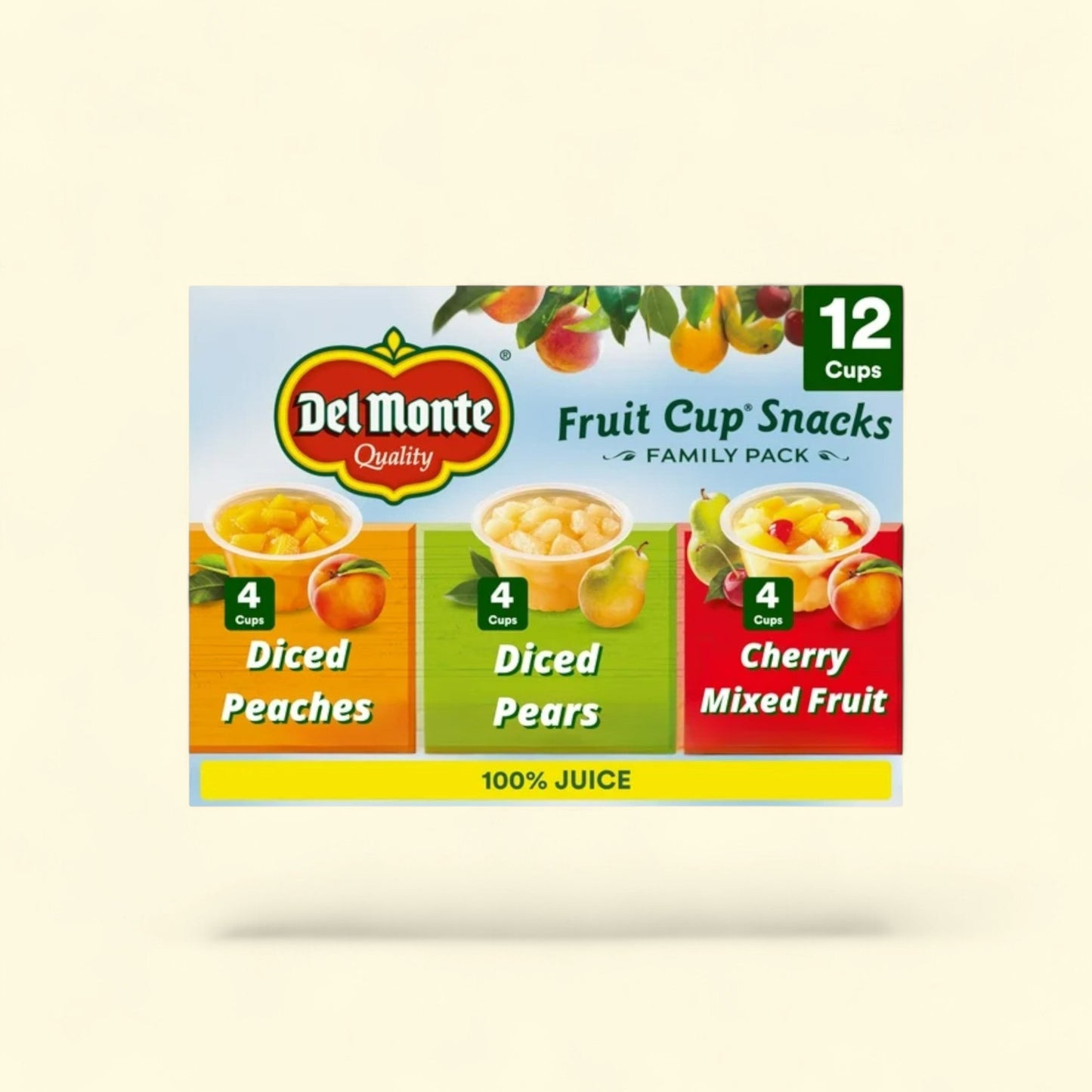 Del Monte Fruit Cup Snacks Variety Pack, 4 oz Cups (Pack of 12) — authentic US product shipped worldwide by Treatspree