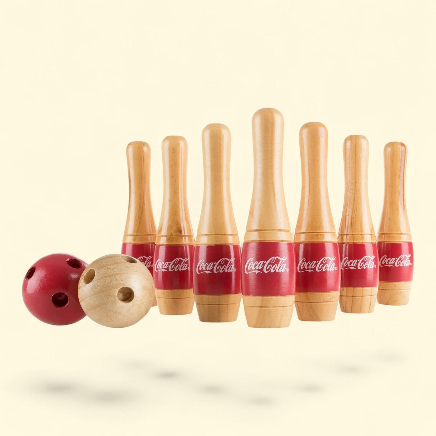 Coca Cola Lawn Bowling Game, 10 Wooden Pins, 2 Balls, and Mesh Bag ... — authentic US product shipped worldwide by Treatspree