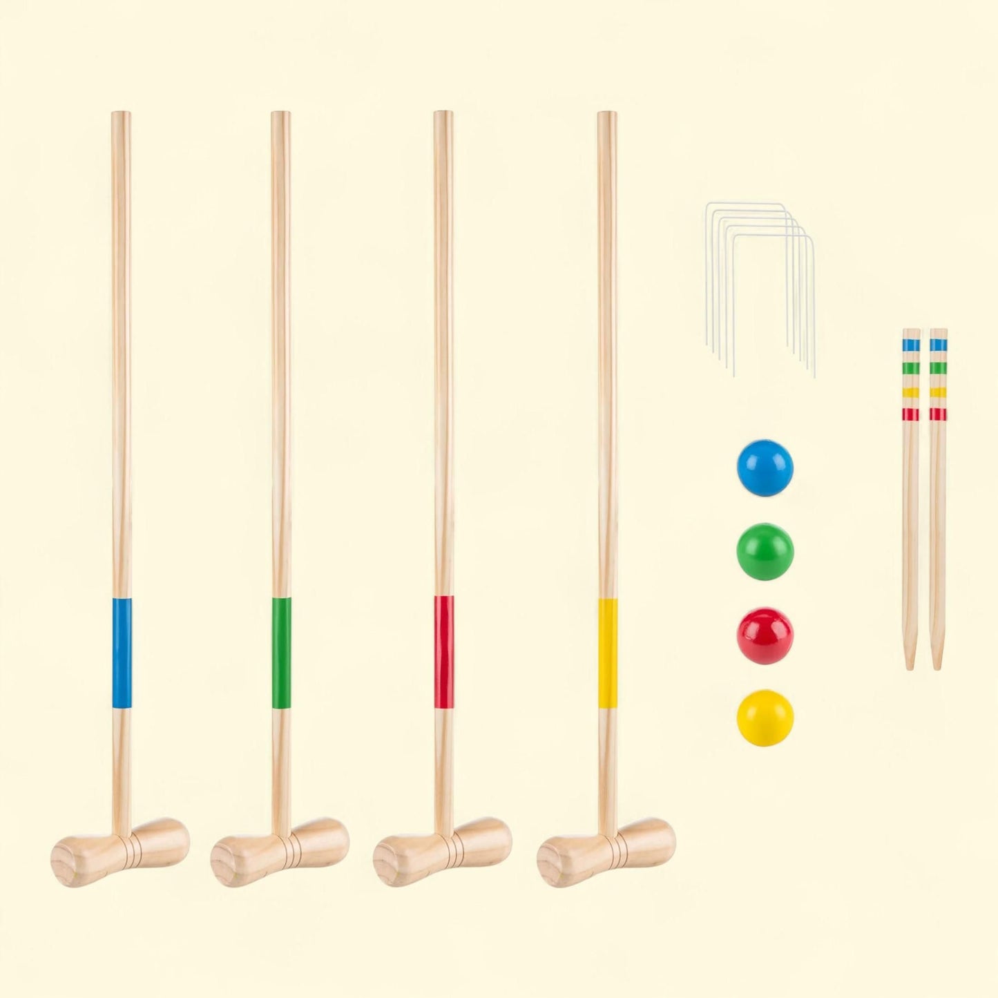 Grasshopper Games: Croquet, Wood Set, 4 Mallets, Colorful Balls, Travel Bag, Family Age 3+