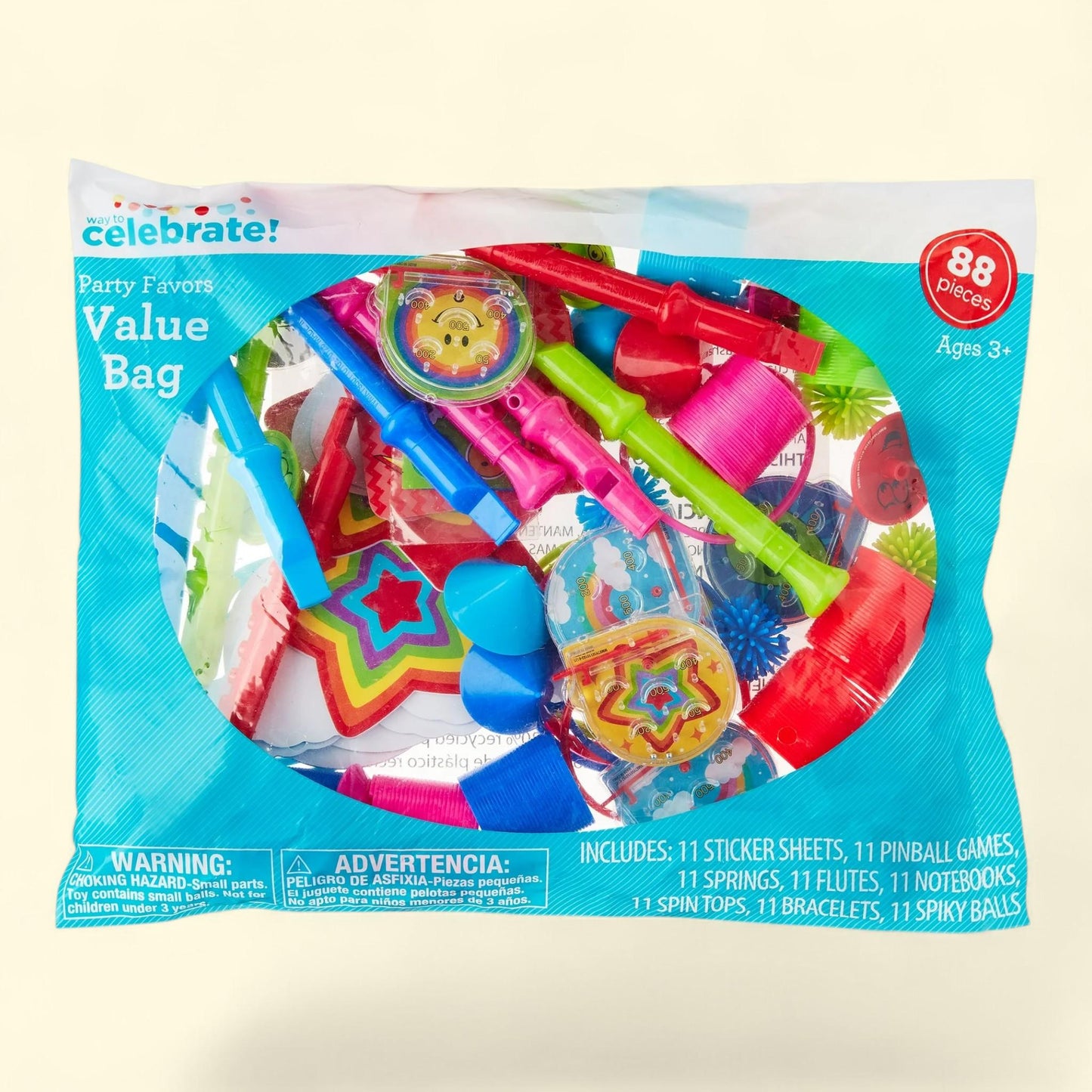 Way To Celebrate Party Favors Value Bag, 88 Pieces