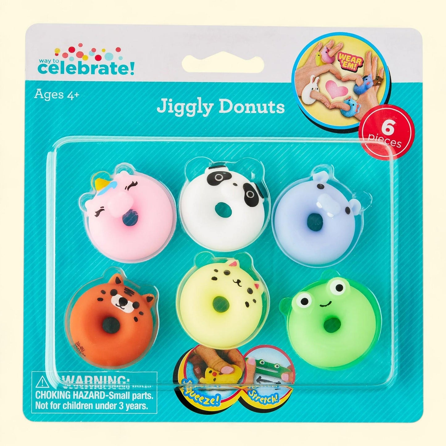 Way To Celebrate Jiggly Donuts Party Favors, 6 Count
