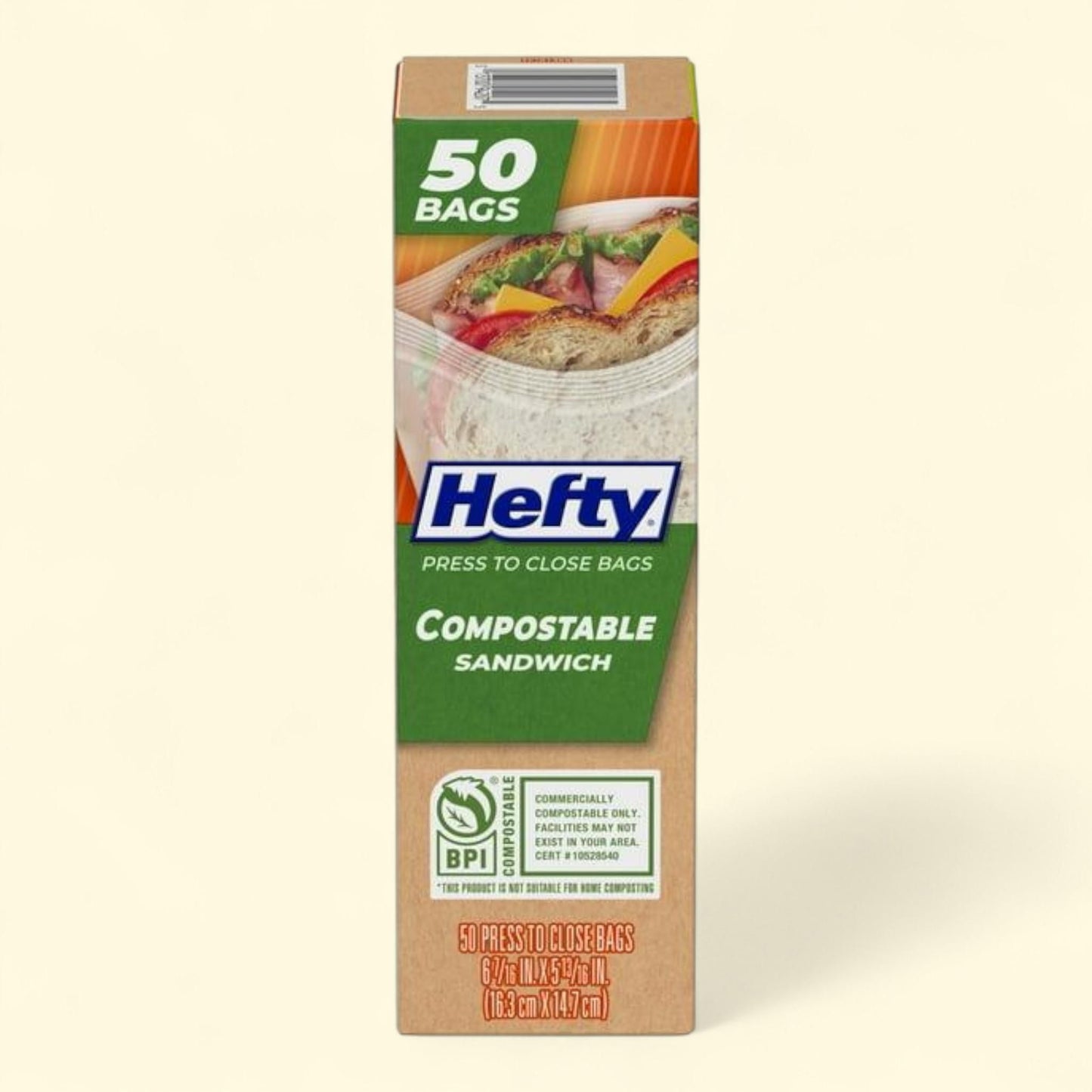 Hefty Press to Close Bags, Sandwich Size, 50 Count