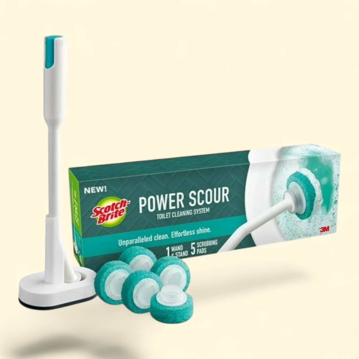 Scotch-Brite Power Scour Toilet Cleaning System, 1 Brush and Stand, 5 Scrubbing Pads