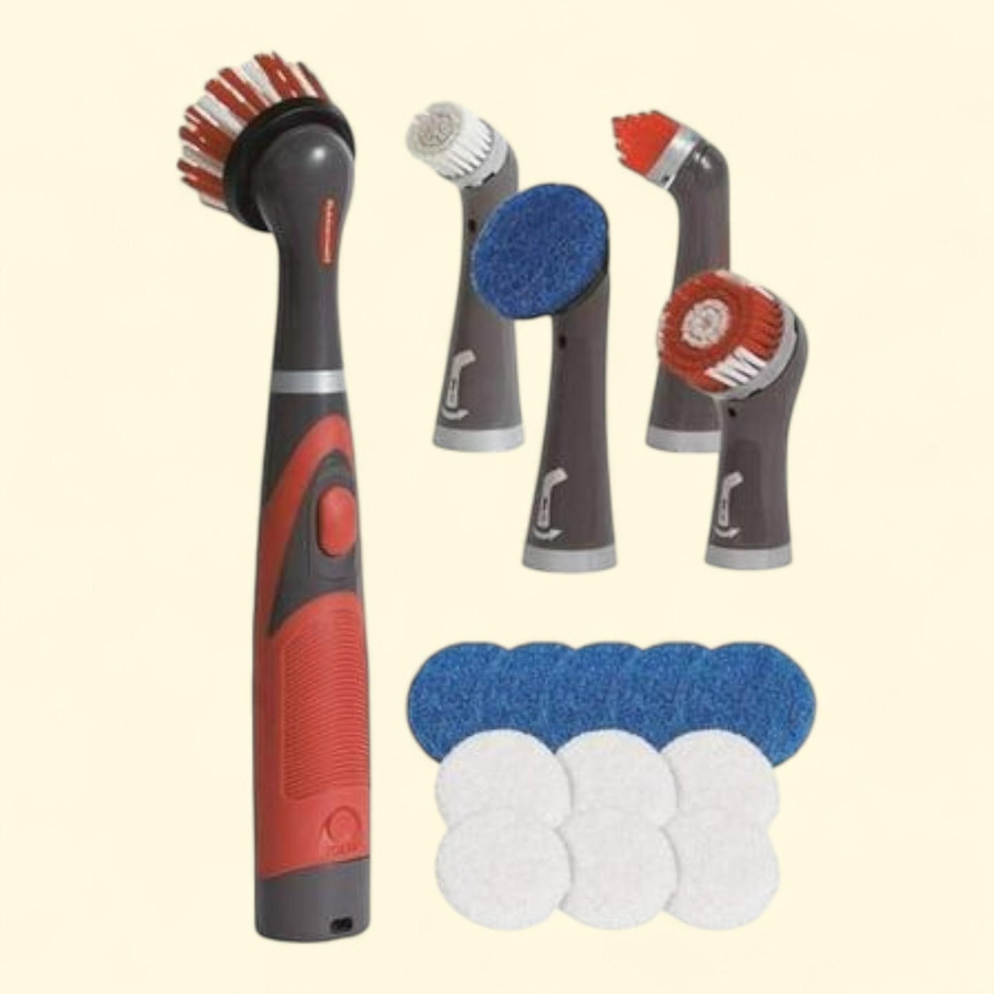 Rubbermaid Power Scrubber Complete Home Kit, XL Head, Red & Gray, 18 Count