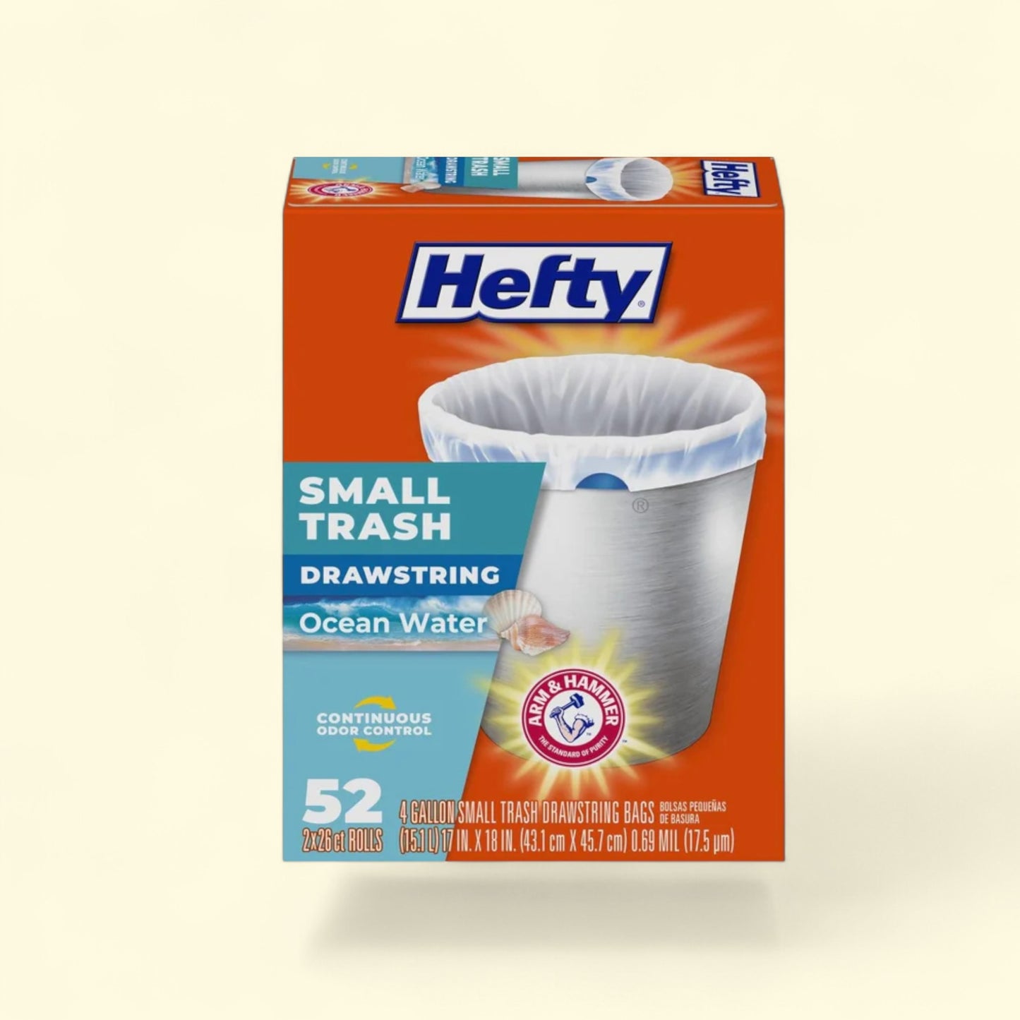 Hefty Small Trash Bags, 4 gallon, 52 Count — authentic US product shipped worldwide by Treatspree