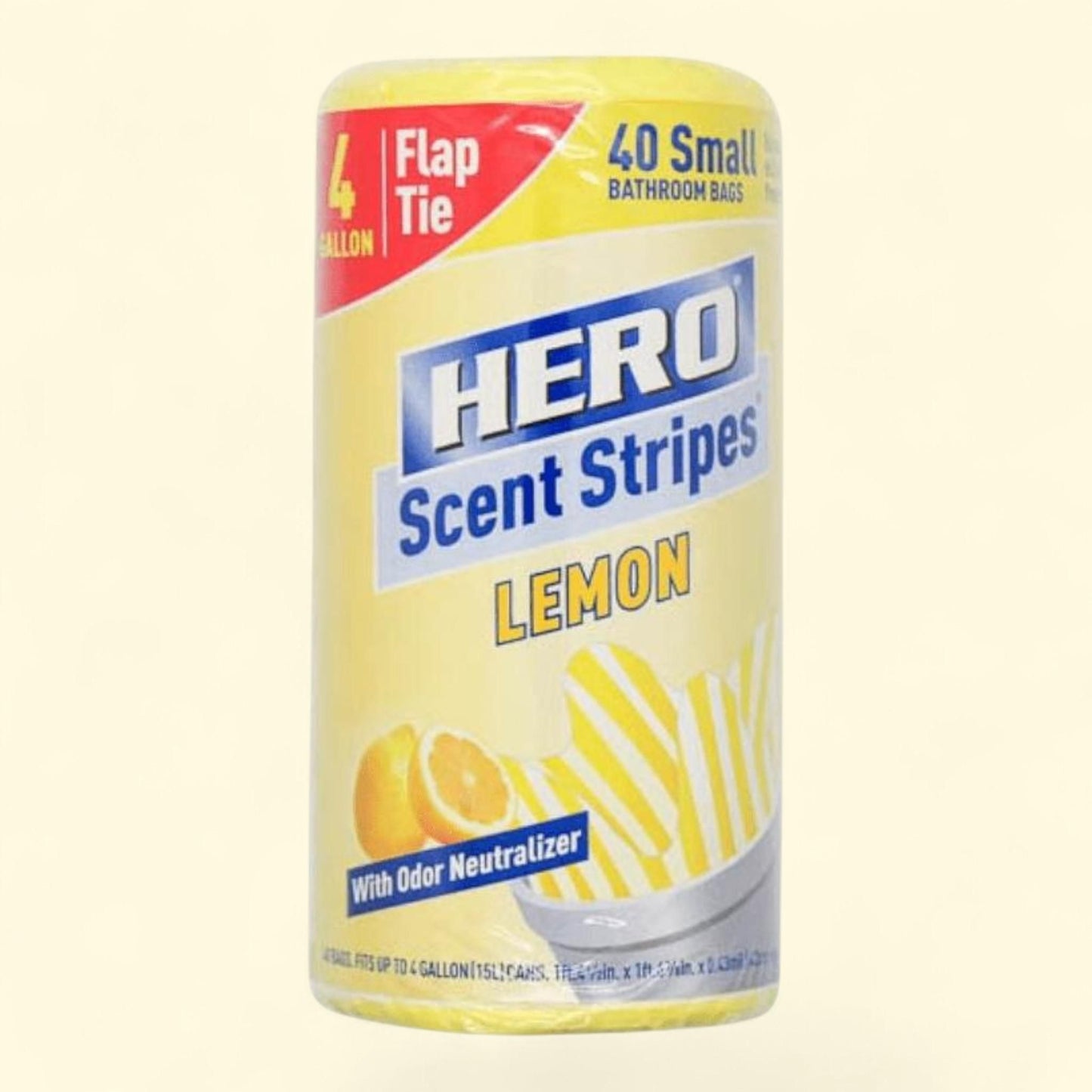 Hero Trash Bags, Lemon Scented, 4 Gallon, 40 Count
