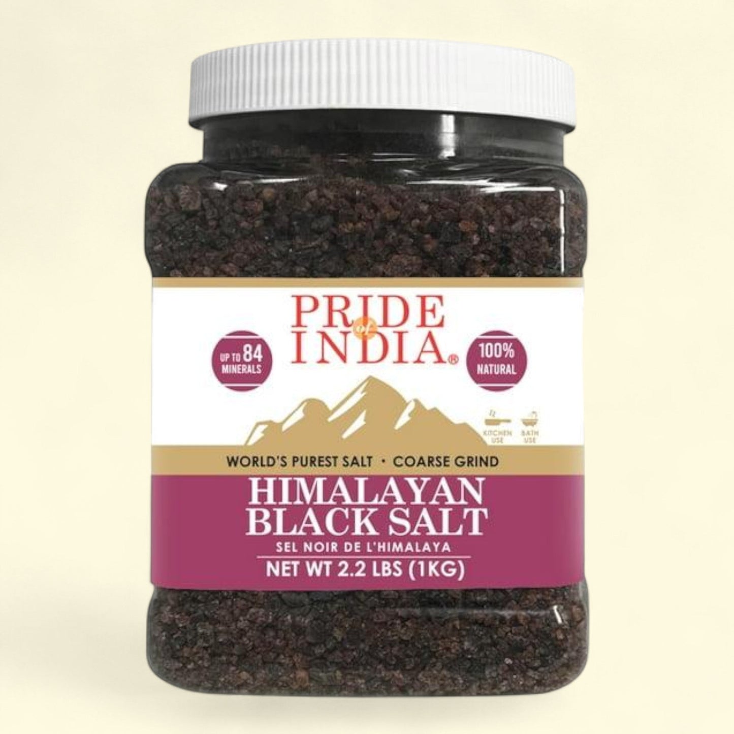 Pride of India Himalayan Black Salt, 2.2 lbs Jar