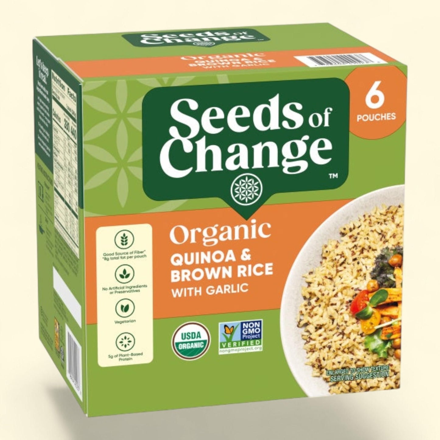 Seeds of Change, Organic Quinoa and Brown Rice with Garlic, 8.5 oz Pouch, 6-Count