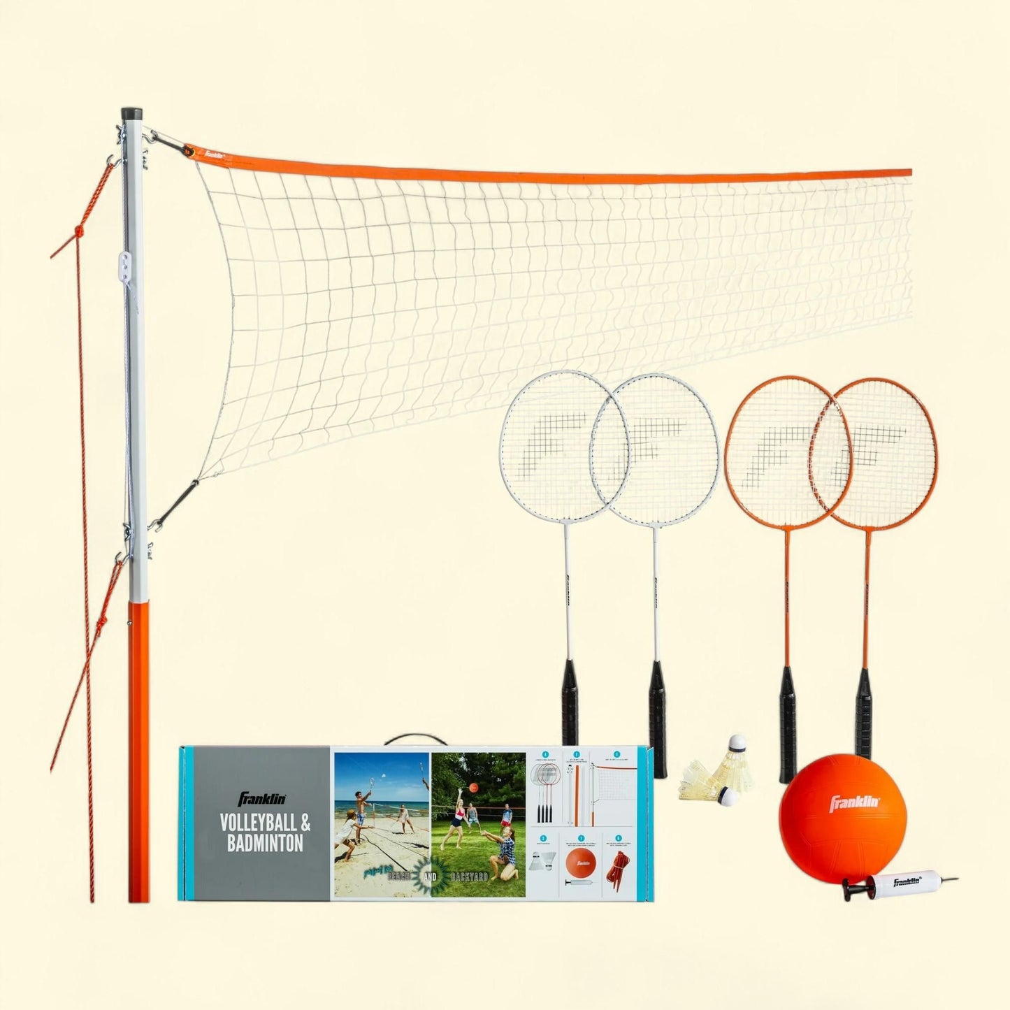 Franklin Sports Volleyball + Badminton Net Sets, Full Set, Starter
