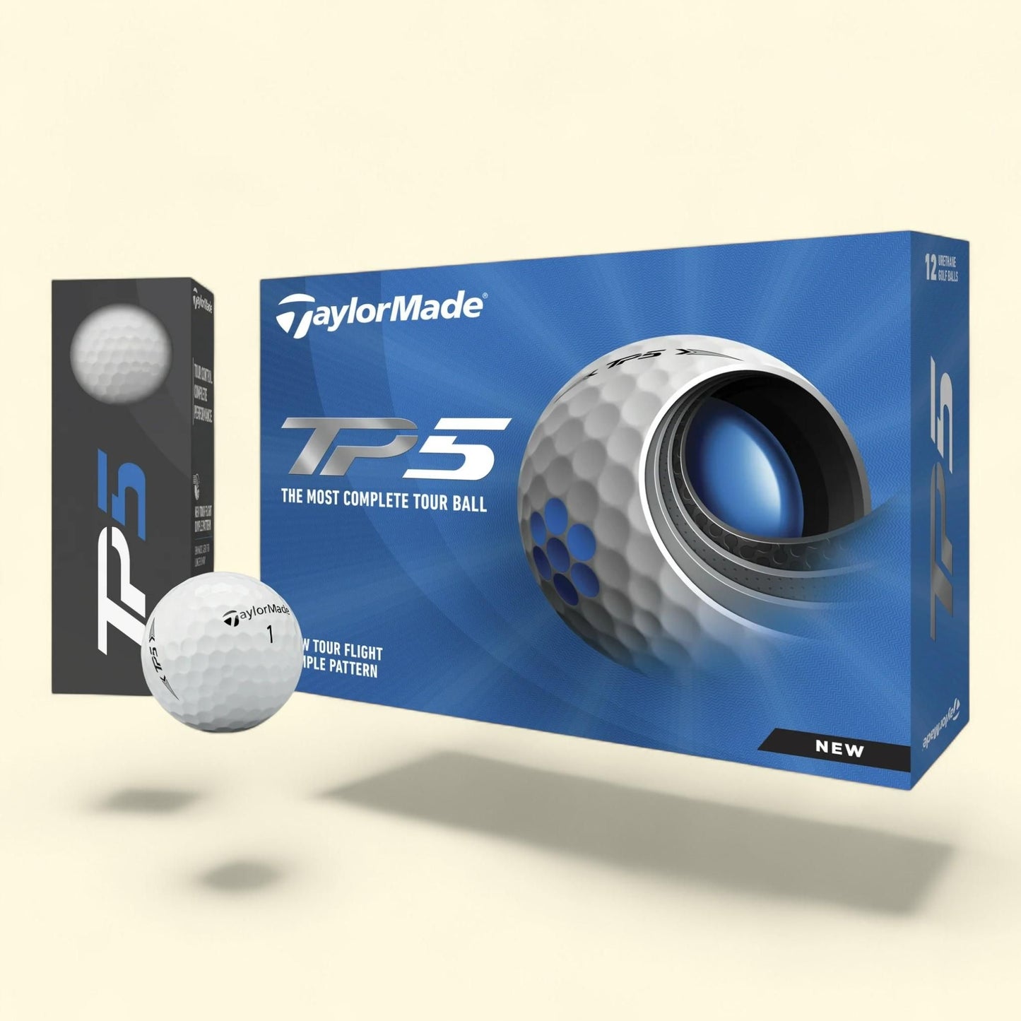 TaylorMade TP5 Adult Tour Golf Balls, White Dimple, 1.4 lb (12 Pack)