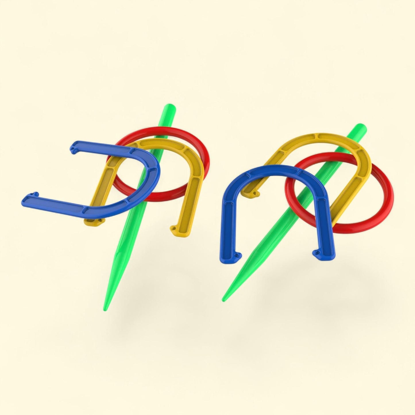 Hey! Play! Horseshoe and Ring Toss, 2-in-1 Outdoor Combo Two-Player Skill Game Set, 10 ct