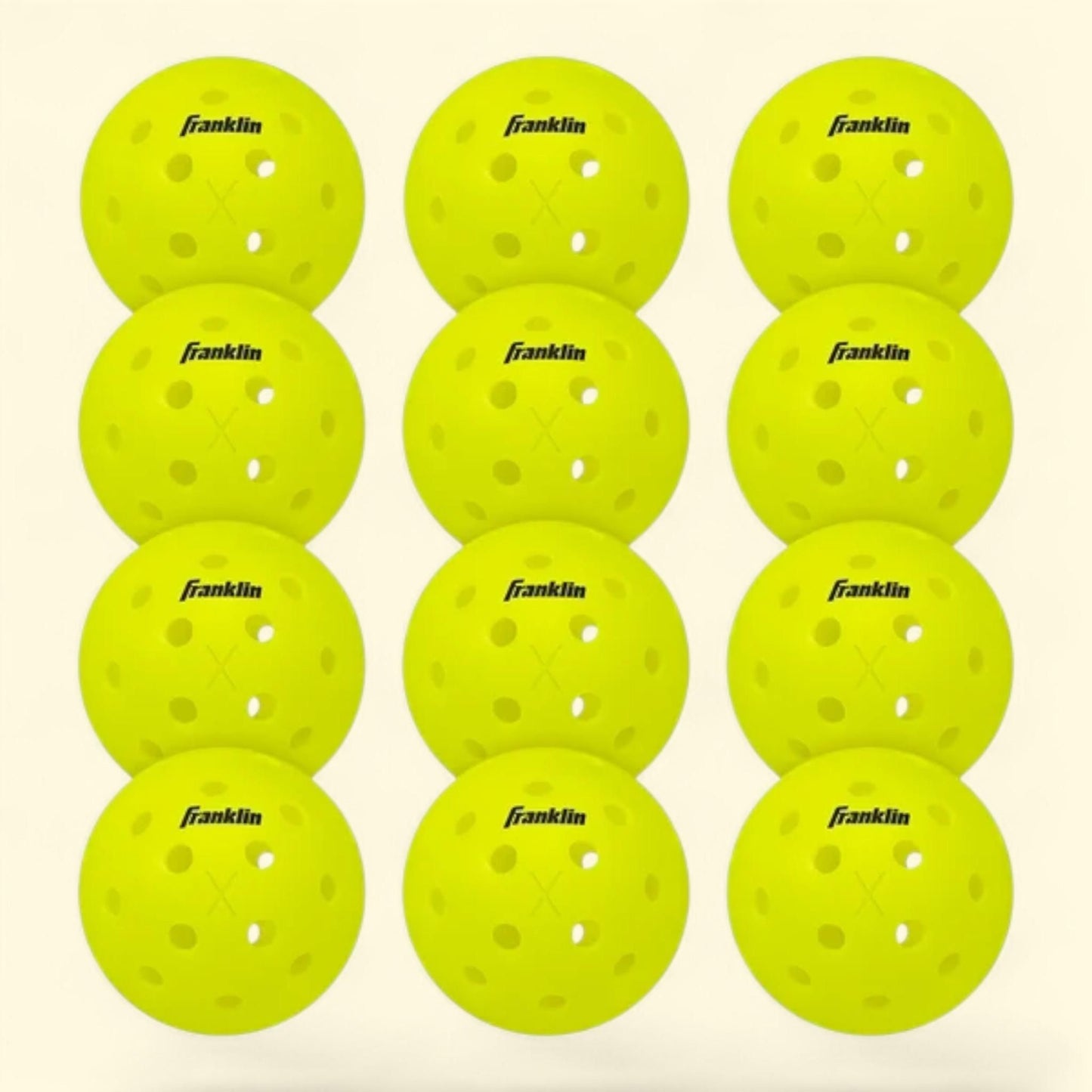 Franklin Sports Pickleballs, Official Size, Yellow, 12 Pack