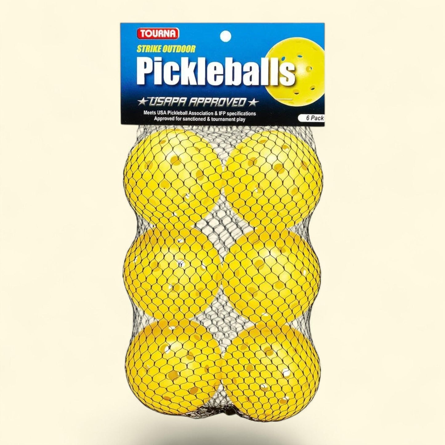 Tourna Strike Outdoor Pickleball, 6-Pack, Optic Yellow