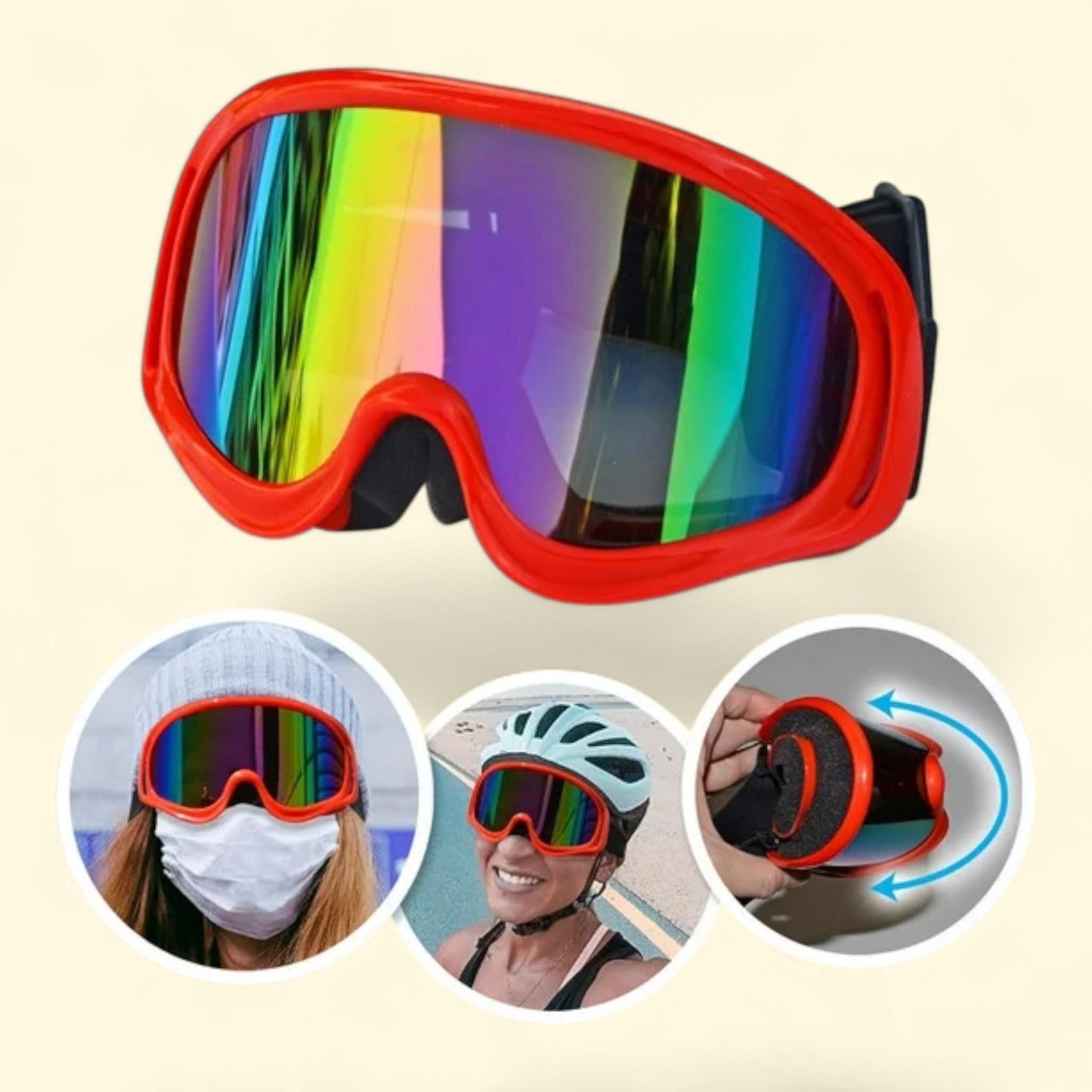 SUNNYOUTDOOR Ski Goggles UV400 Anti-fog Sunglasses (Red), One Size