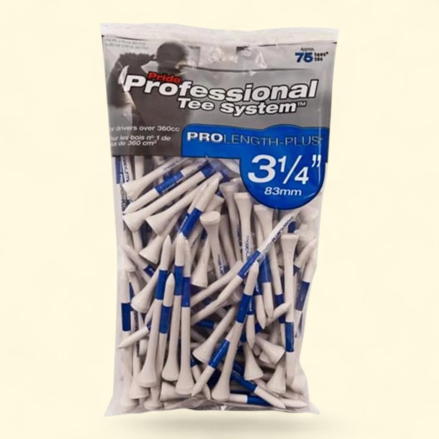 Pride Professional Tee System Wood Golf Tee, 3-1/4, 75 Count