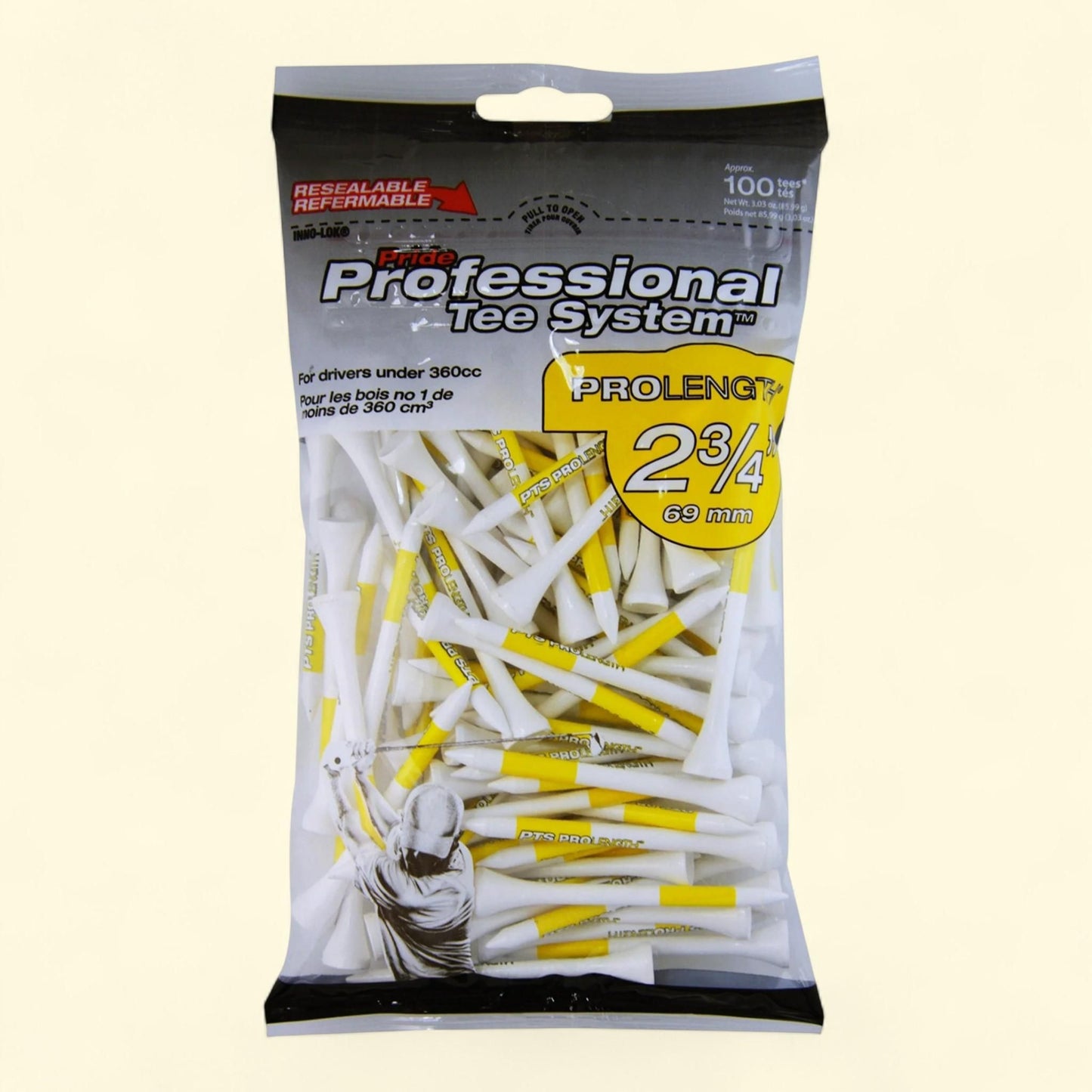 Pride Professional Tee System (PTS), Wood Golf Tees, 2-3/4, 100 Count