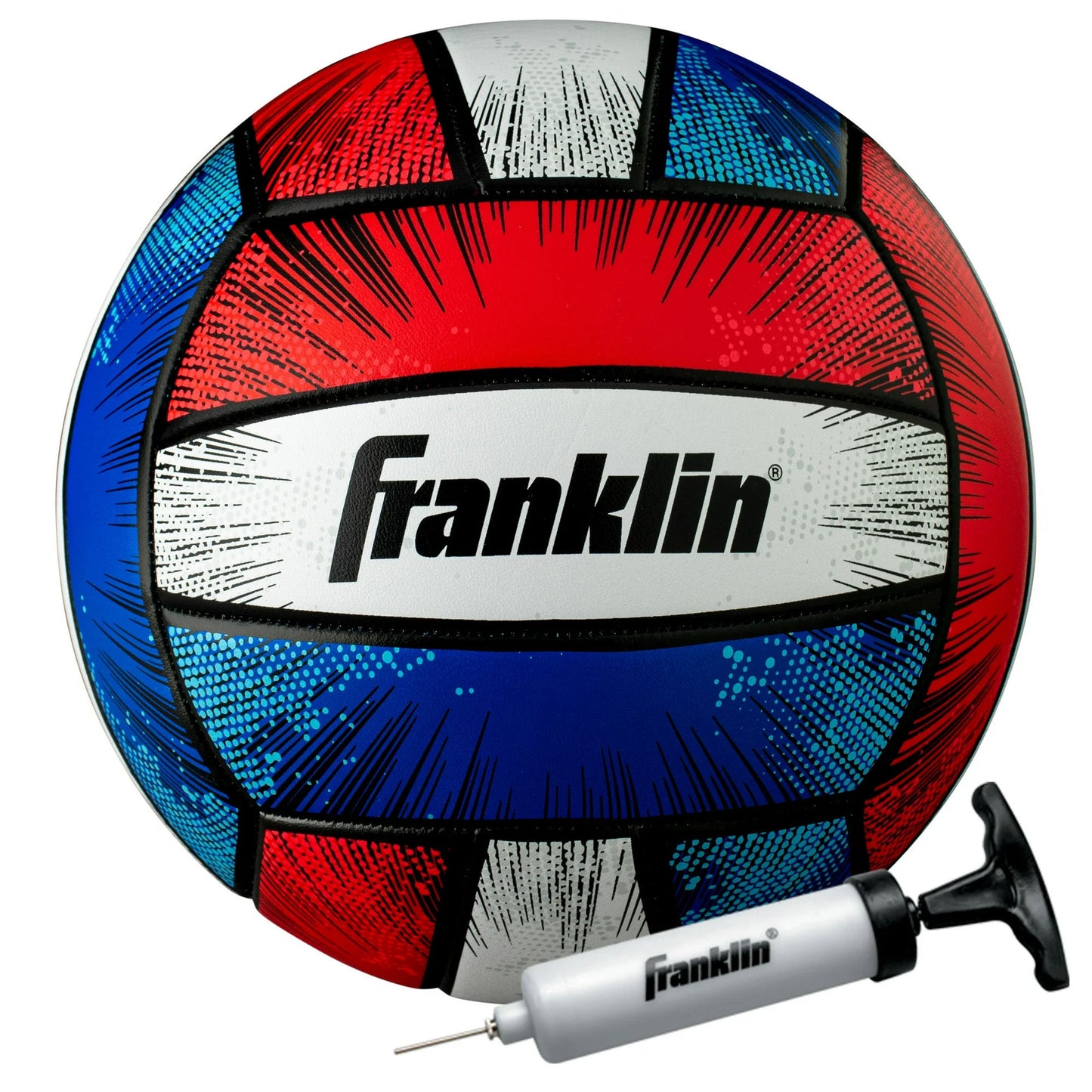 Franklin Sports BLAST Volleyball, Outdoor + Beach Volleyball, Cushioned Ball, Air Pump Included