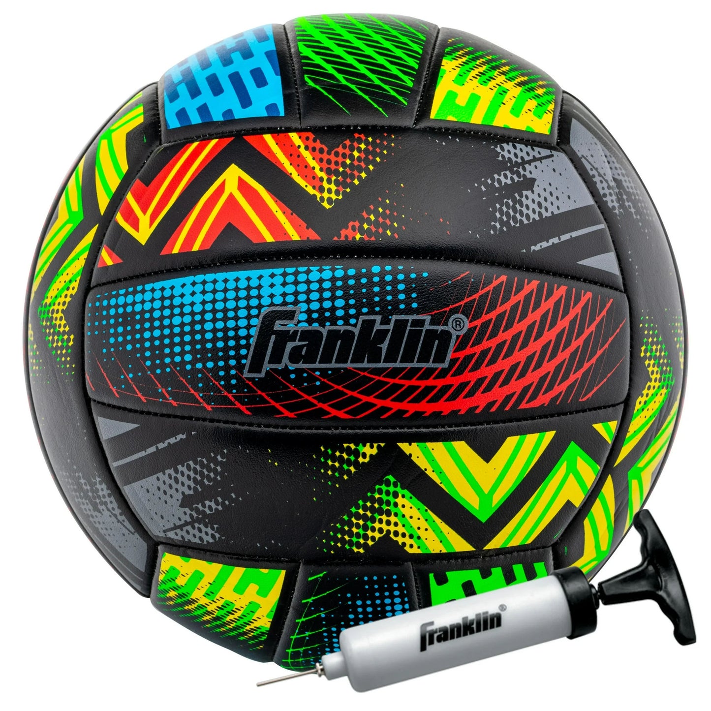 Franklin Sports MYSTIC Volleyball, Outdoor + Beach, Synthetic Leather, Cushioned, Air Pump Included