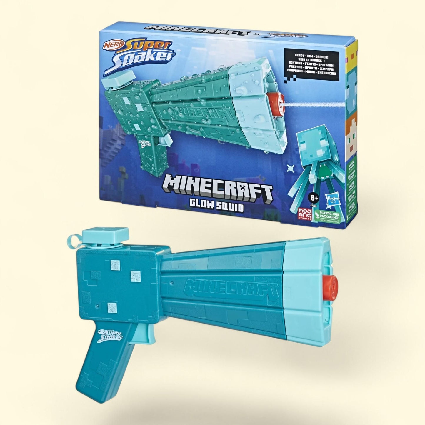 Nerf Super Soaker Minecraft Glow Squid Water Blaster, Squid Mob Design — authentic US product shipped worldwide by Treatspree