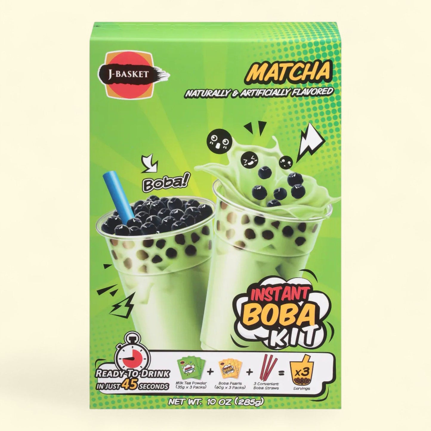 J-Basket Matcha Tea Boba Kit, Standard