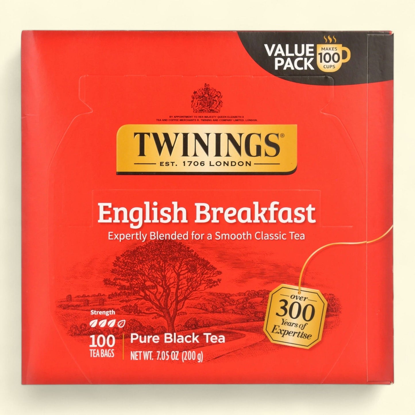 Thé noir English Breakfast de Twinings, 100 sachets
