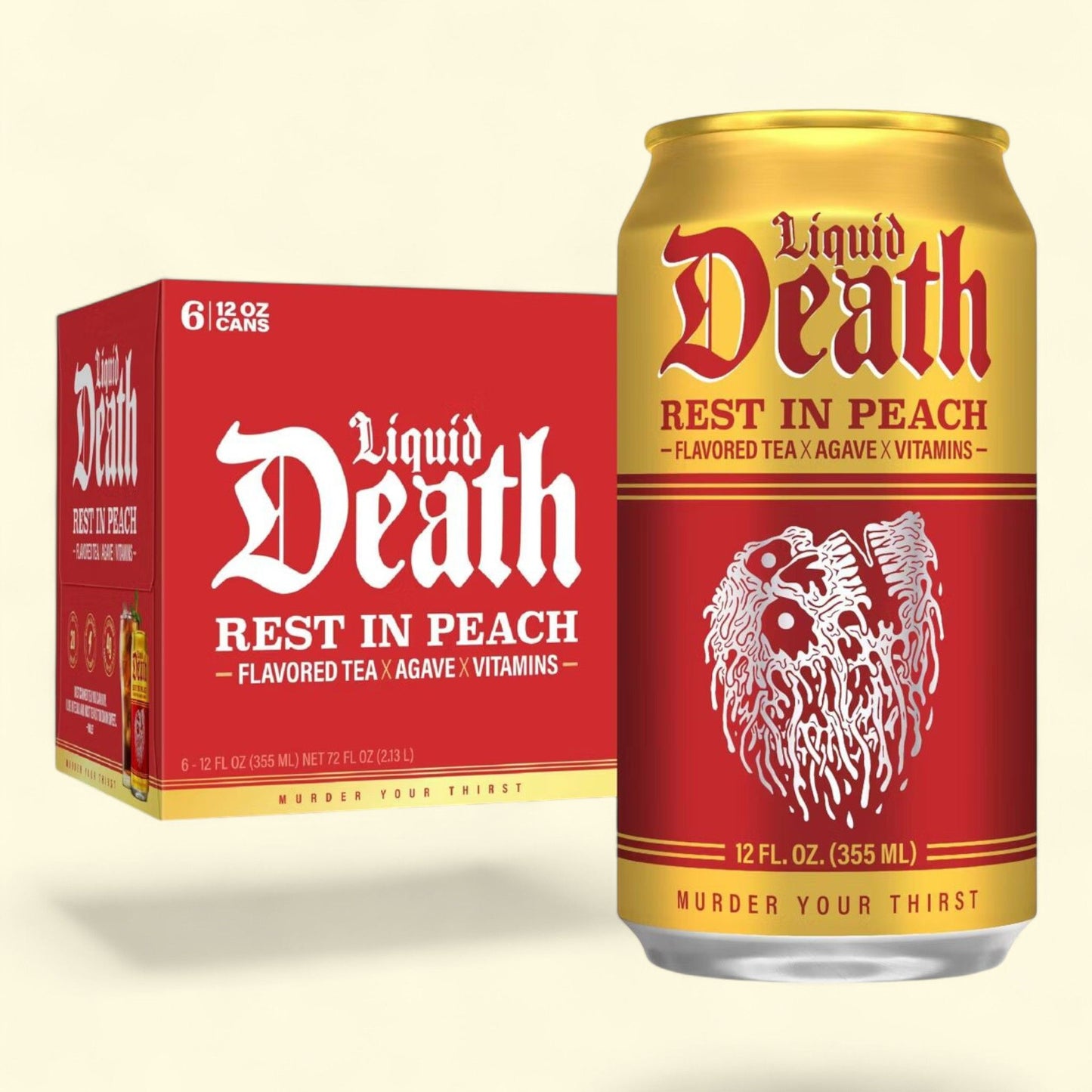 Liquid Death Rest au thé à la pêche, lot de 6 bouteilles de 355 ml