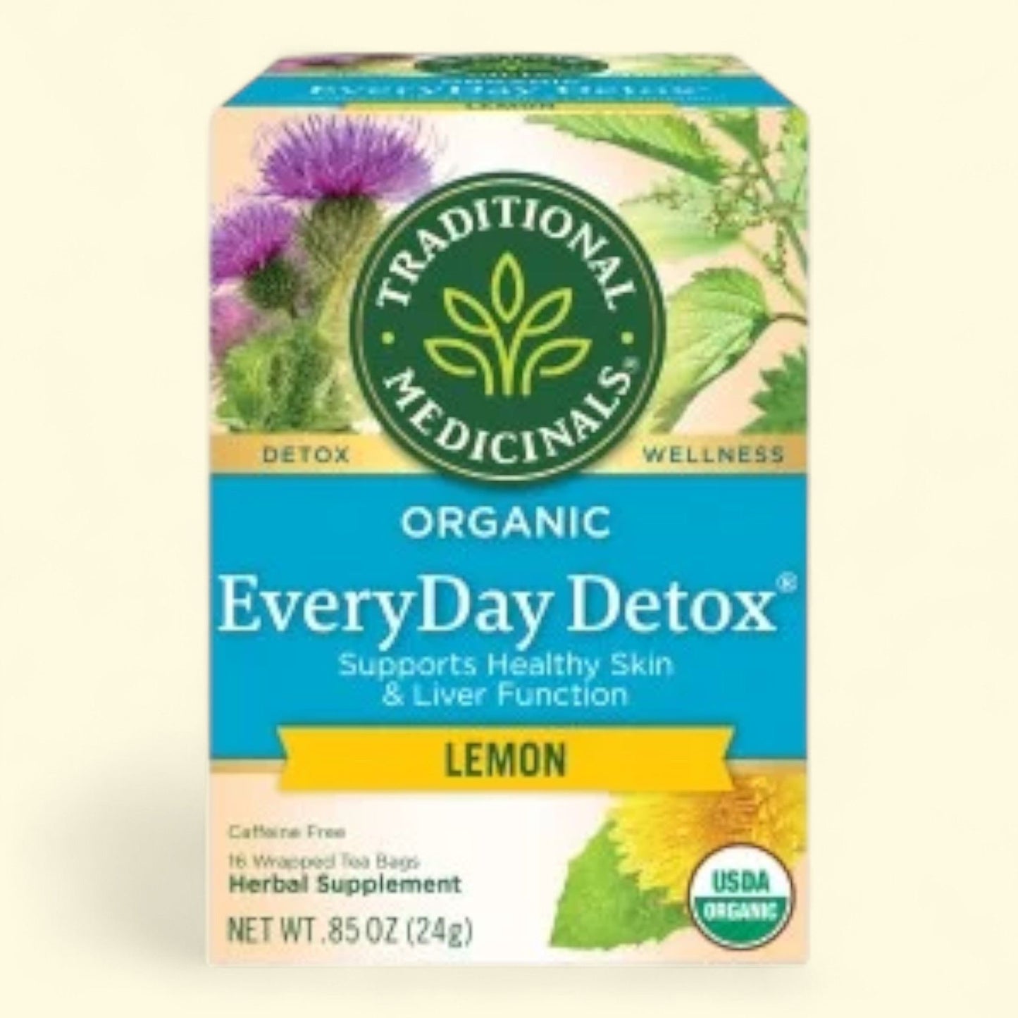 Traditional Medicinals Everyday Detox Lemon Herbal Tea Bags, 16 Ct