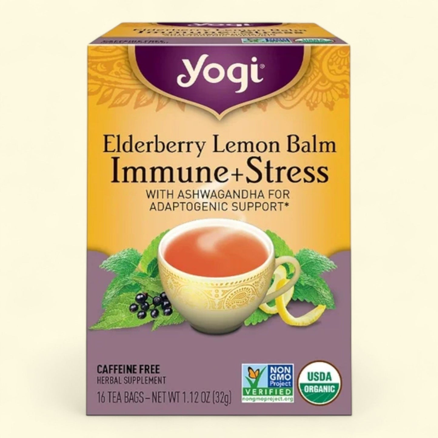 Yogi Tea Elderberry Lemon Balm Immune Plus Stress, 16 Count
