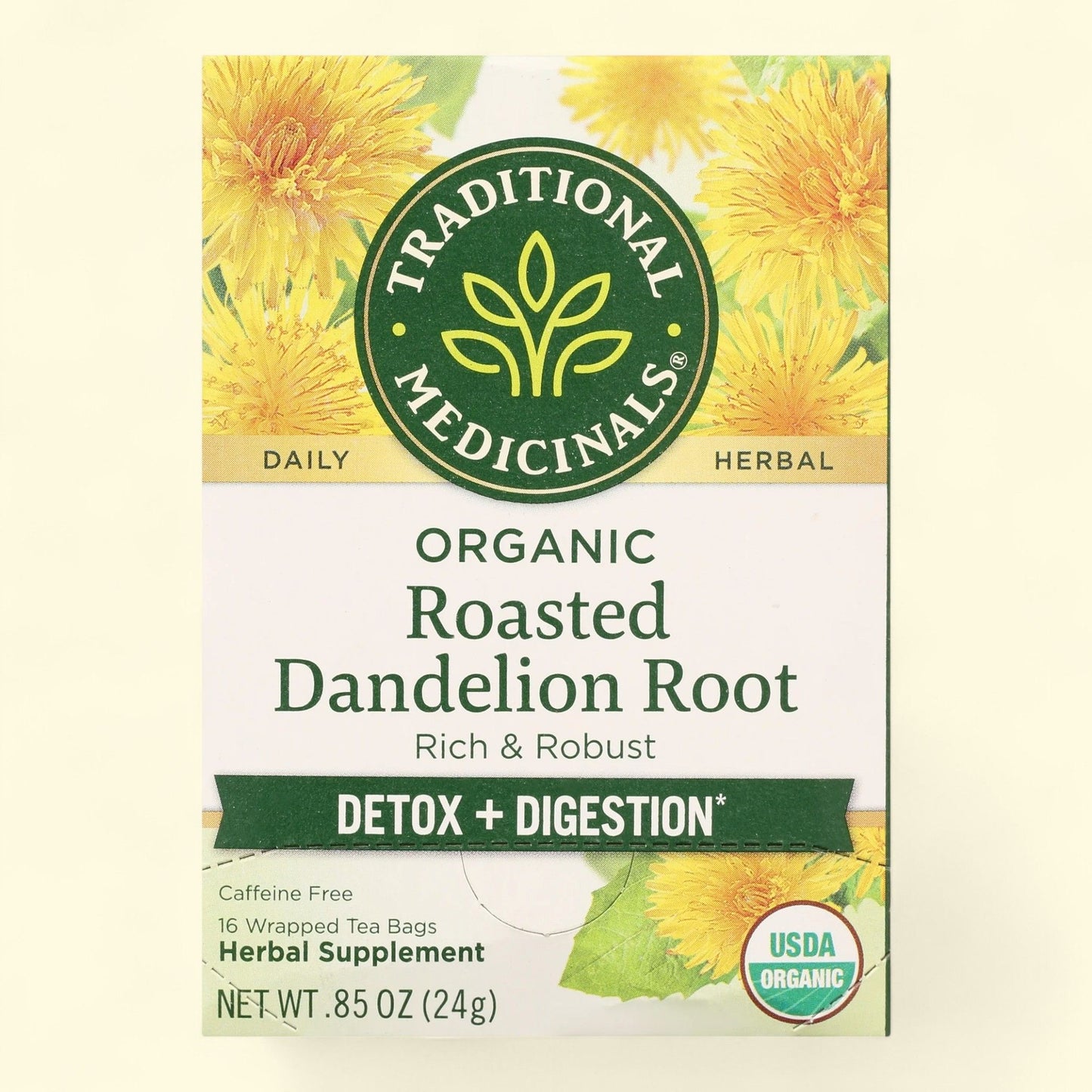 Traditional Medicinals, Organic Roasted Dandelion Root Tea Bags, 16 Count