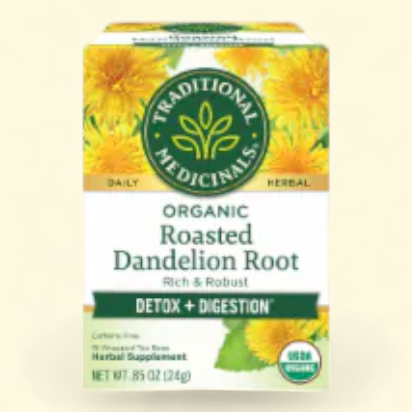 Traditional Medicinals Roasted Dandelion Root Tea, Organic, 85 oz — authentic US product shipped worldwide by Treatspree