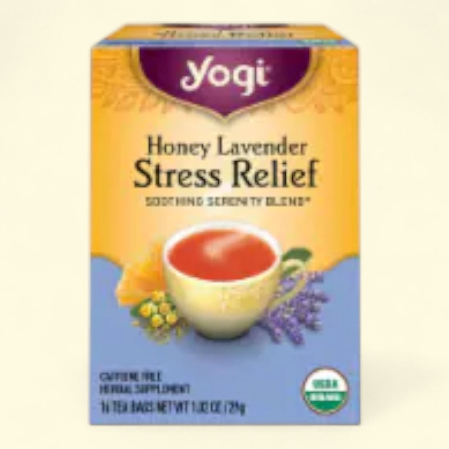 Yogi Honey Lavender Stress Relief Tea, Organic, 16ct