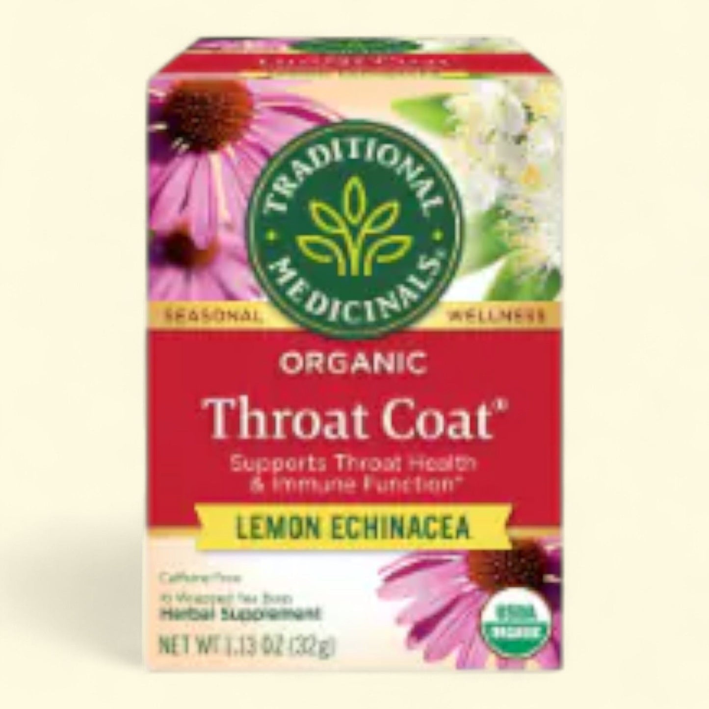 Traditional Medicinals Throat Coat Lemon Echinacea Tea, Organic, Size
