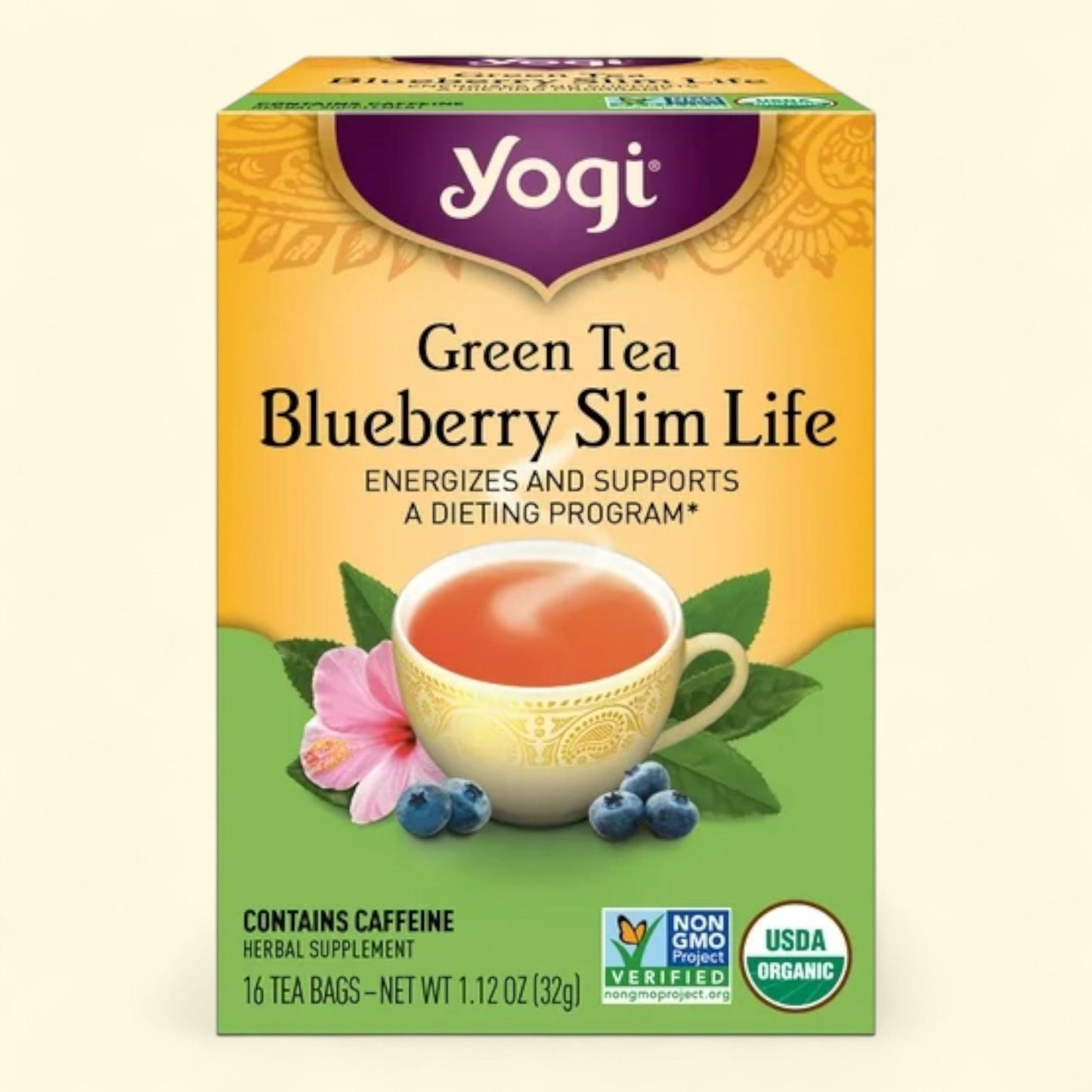 Yogi Tea Green Tea Blueberry Slim Life, 16 Count