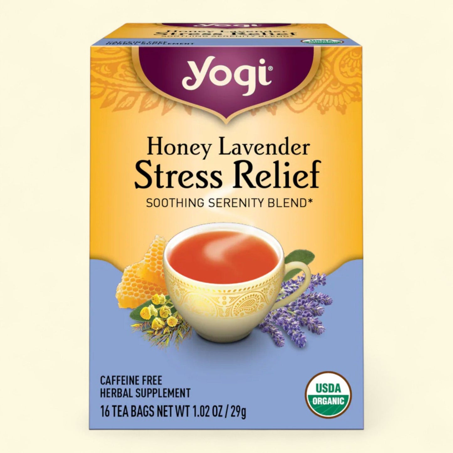 Yogi Honey Lavender Stress Relief Tea Bags, Organic, 16 Count