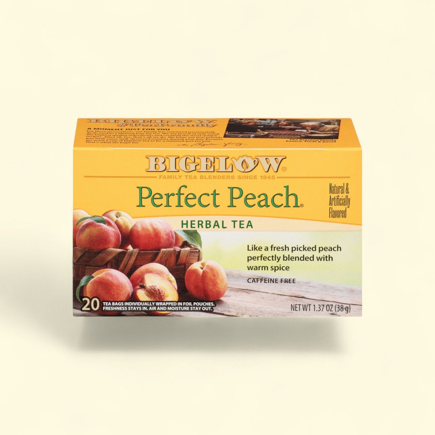 Bigelow Perfect Peach Herbal Tea Bags, Size — authentic US product shipped worldwide by Treatspree
