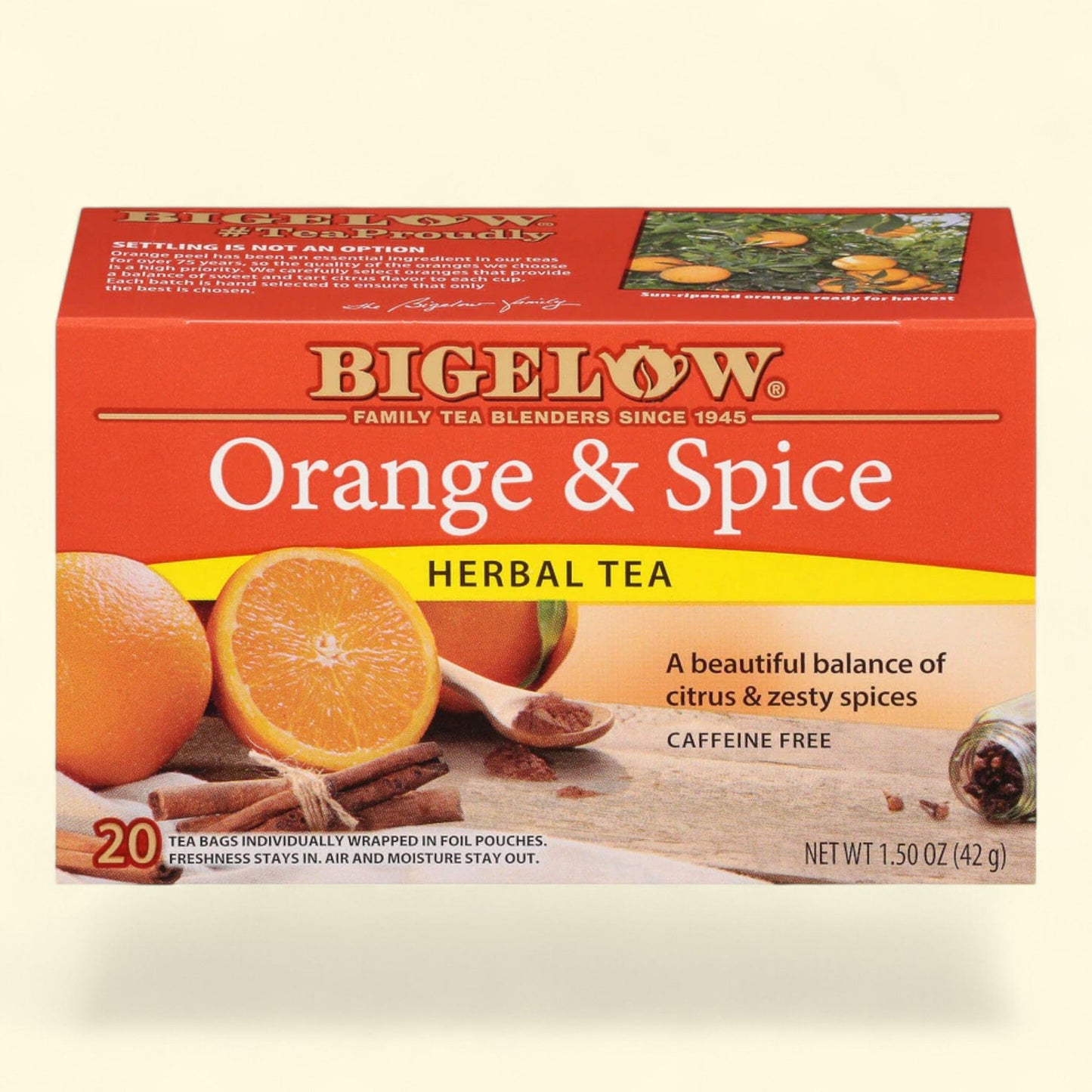 Bigelow Orange & Spice Herbal Tea Bags, Size