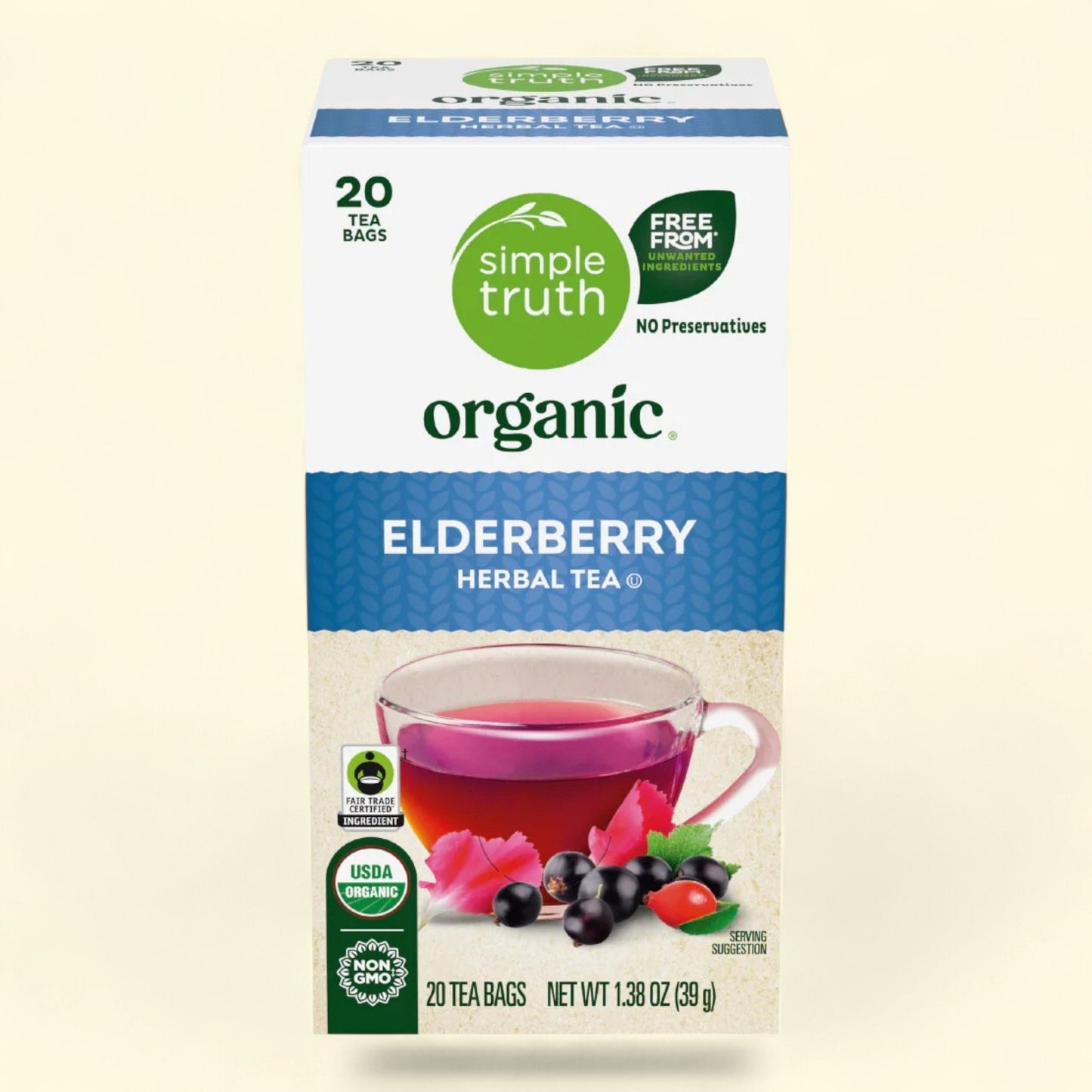 Simple Truth Organic, Elderberry Herbal Tea, 20 ct — authentic US product shipped worldwide by Treatspree