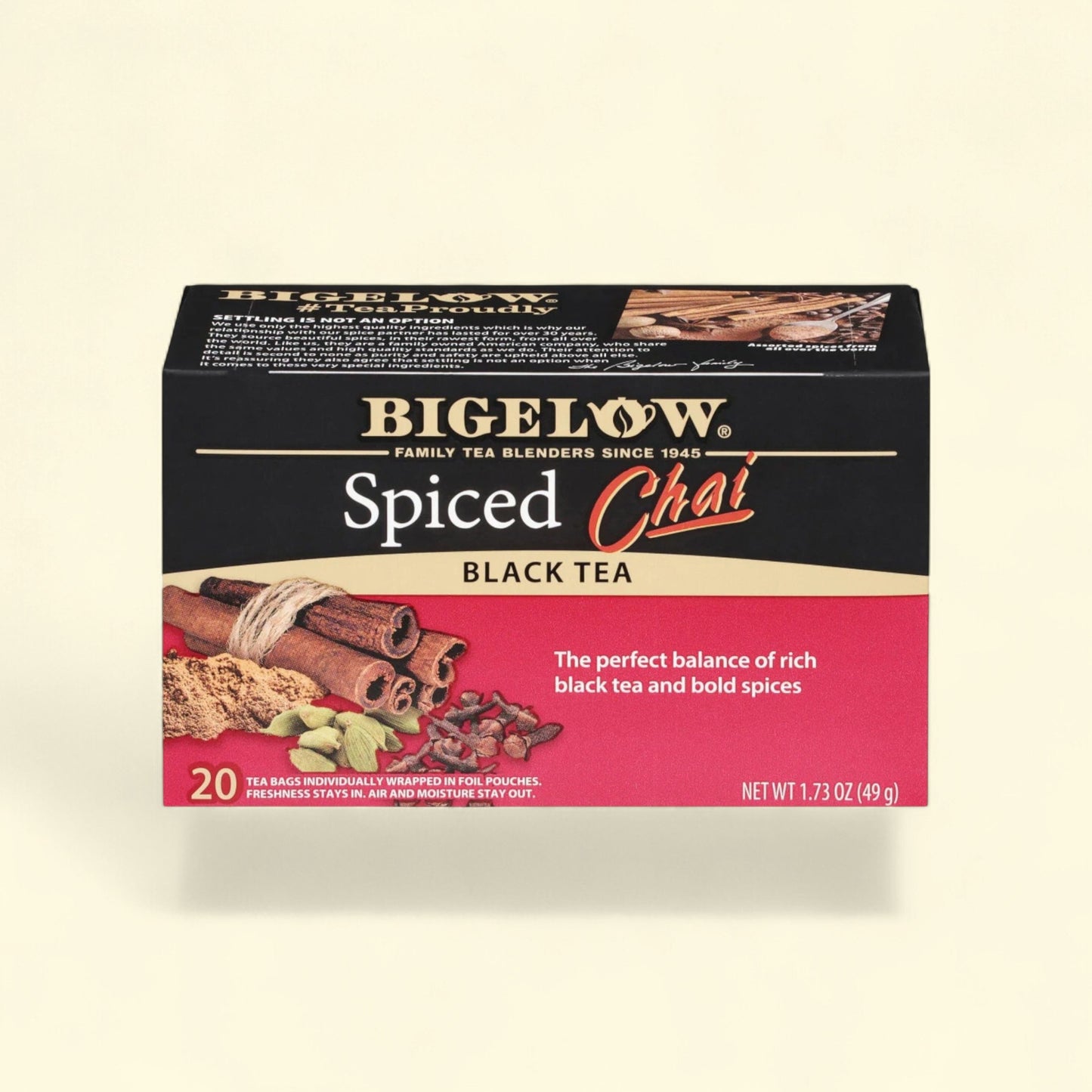 Bigelow Spiced Chai Black Tea Bags,1.73 oz — authentic US product shipped worldwide by Treatspree