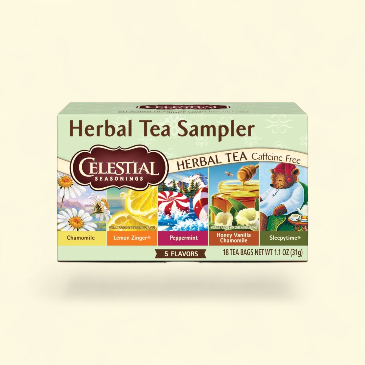 Celestial Seasonings Herbal Tea Sampler Pack, Caffeine Free, 18 Count — authentic US product shipped worldwide by Treatspree