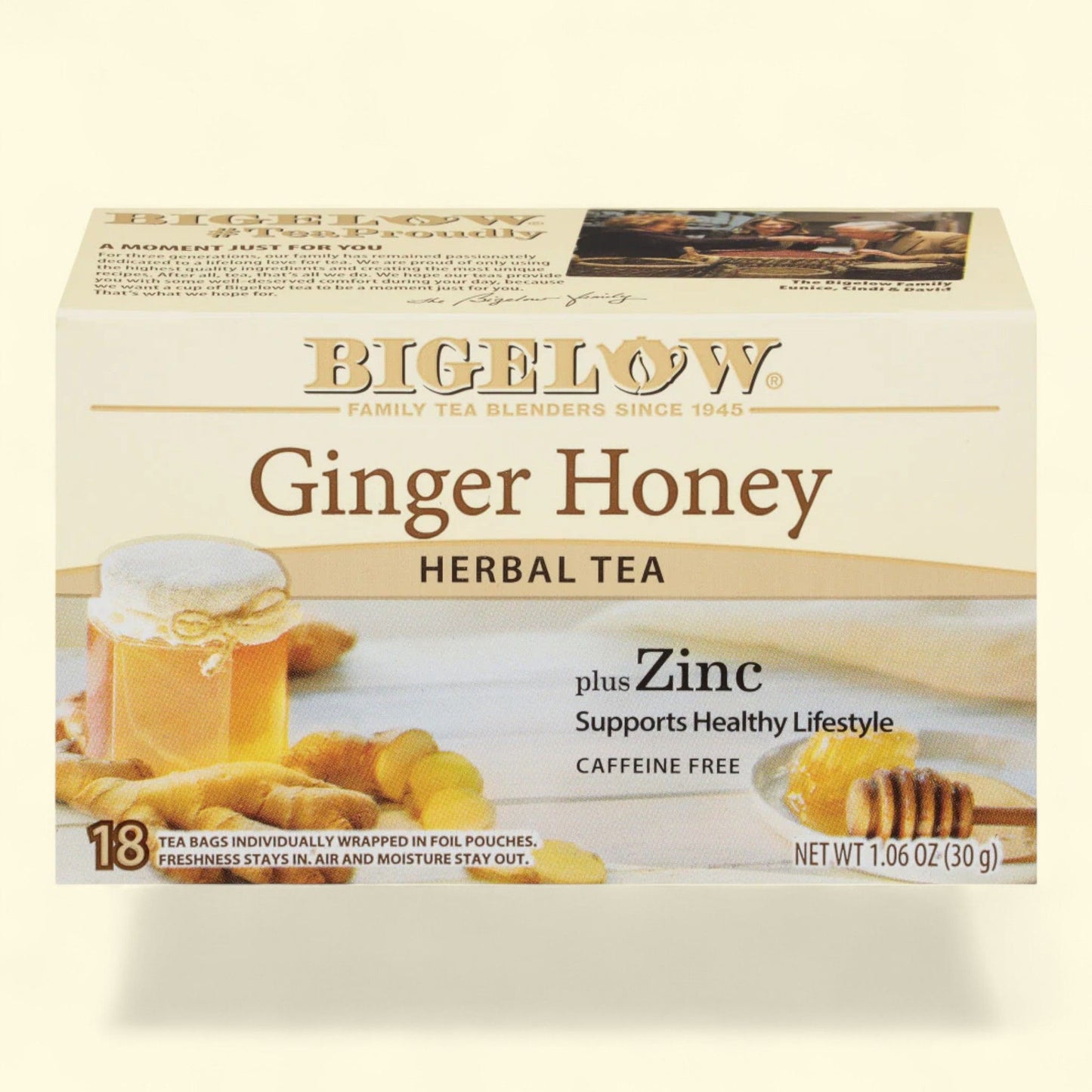 Bigelow Ginger Honey Herbal Tea Bags, 18 Count