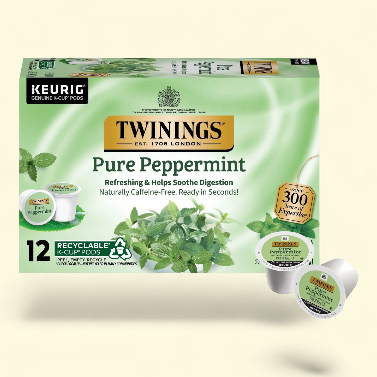 Twinings Pure Peppermint Herbal Tea K-Cup Pods, 12 Count