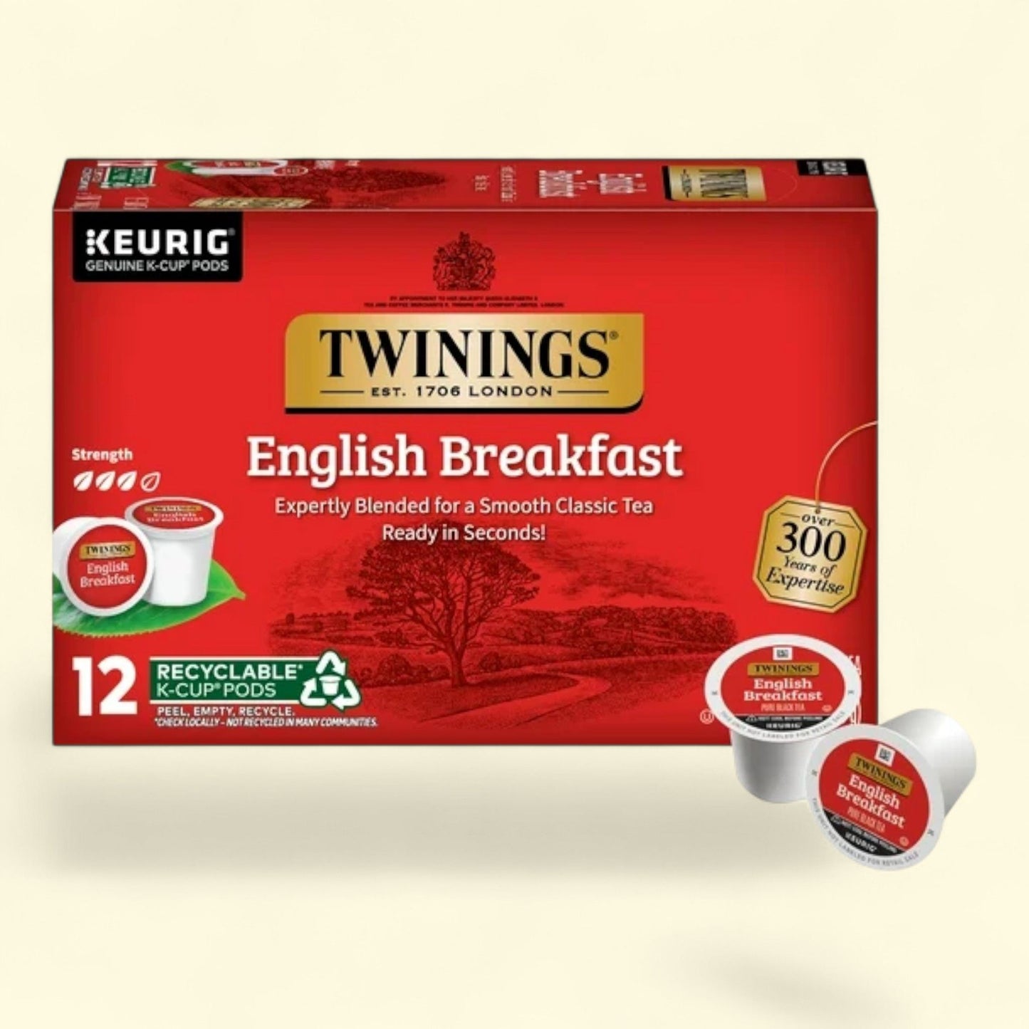 Dosettes de thé English Breakfast Twinings, paquet de 12