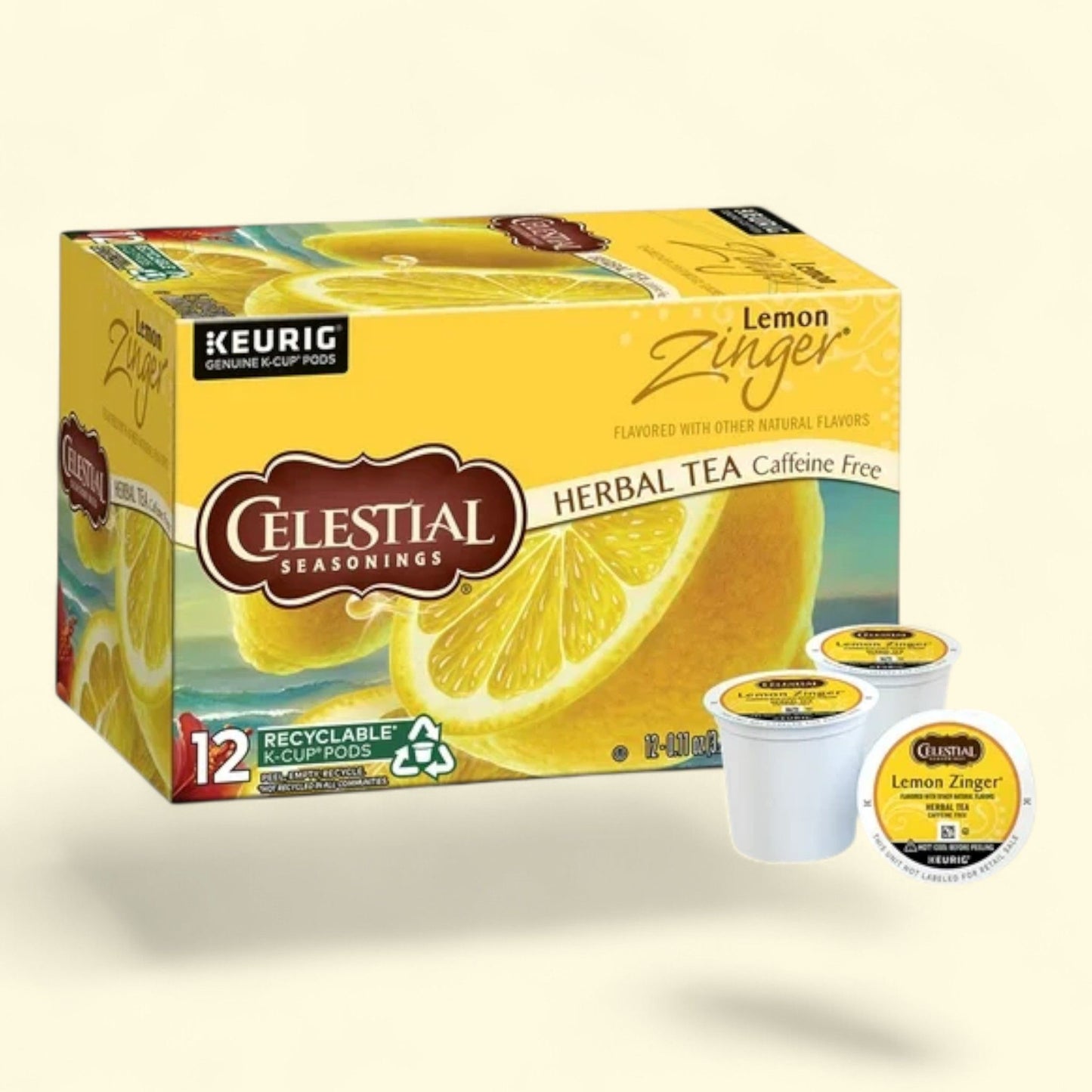 Celestial Seasonings Lemon Zinger Herbal Tea K-Cup Tea Pods, 12 Count