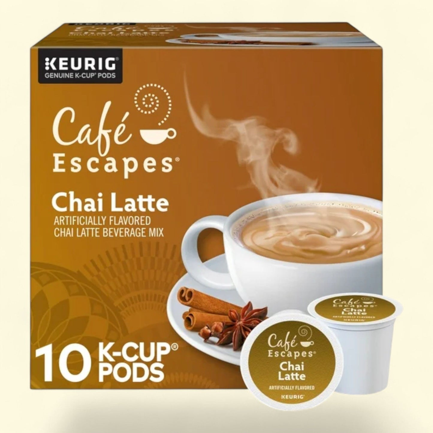 Café Escapes, Chai Latte K-Cup Coffee Pods, 10 Count