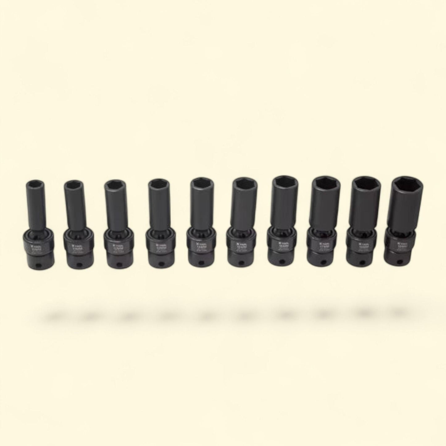 K-Tool 37400 10 Piece 3/8" Drive Metric Impact Flex Deep Socket Set, 1 count